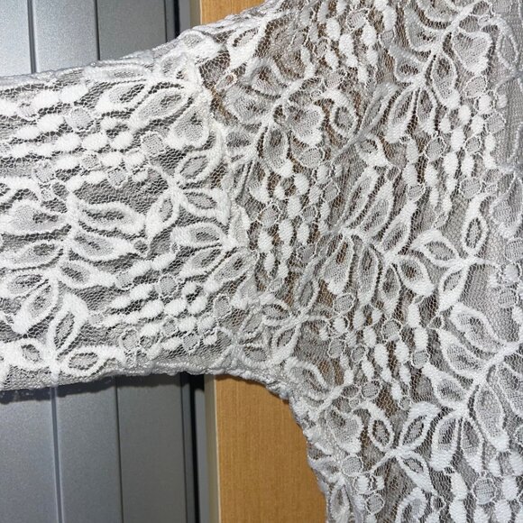 Gabriella Womens Top One Size Gray Lined Lace Long Sleeve Casual matching scarf - Picture 6 of 12